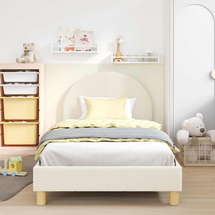 vidaXL - Kinderen - bedframe - met - hoofdboard - Crèmekleurig - 80 - x - 200 - cm