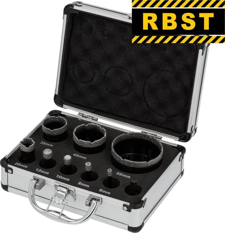 RBST Diamantboren Tegelboorset - 9-delig - M14 en Hex Adapter - Voor Tegels, Marmer en Steen - In Koffer