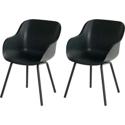 Hartman Sophie elegance tuinstoel - Donkergroen - set van 2 - zwart rondo onderstel