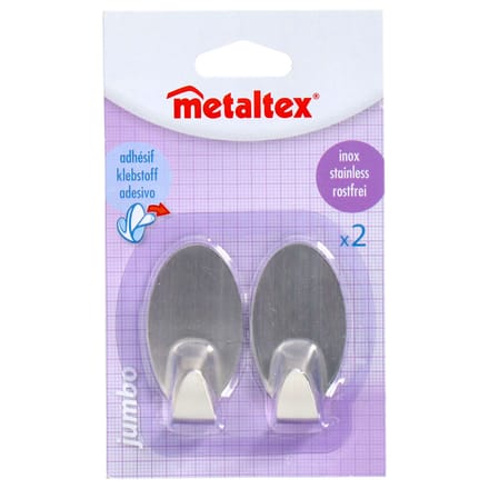 Metaltex haak zelfklevend RVS 2 stuks