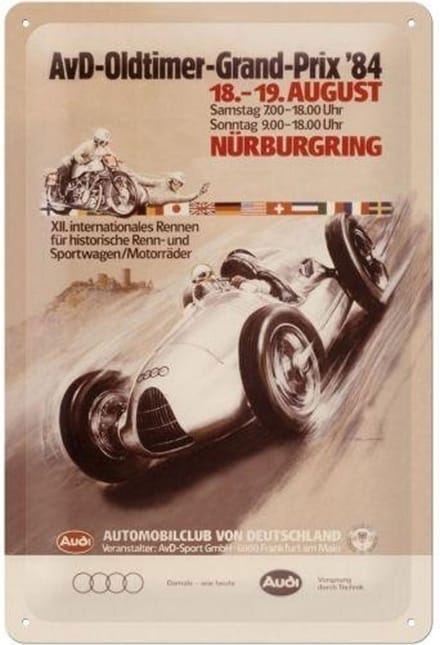 Audi AvD Oldtimer  Metalen wandbord in reliëf 20x30 cm