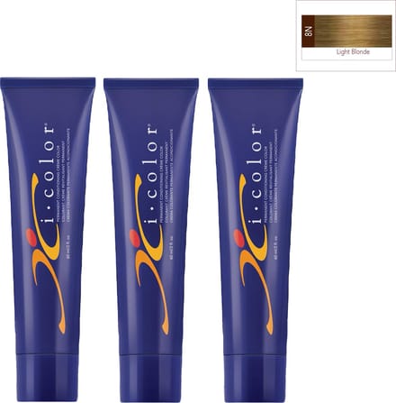 ISO i color Permanent Conditioning Crème Color 60ml 8N Light Blonde x 3 tubes