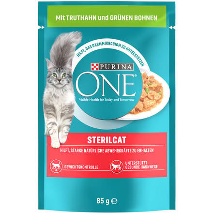 26x85g Sterilcat Kalkoen Purina ONE Kattenvoer