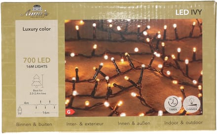 Anna's Collection Kerstverlichting LED Ivy - 700 leds - 1600 cm- warm wit - dimmer - kerstboomverlichting