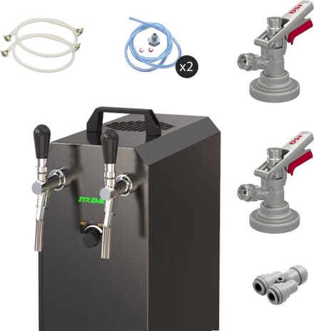 Complete set - Biertap - stream 50/K 2-kraans RVS, 50 liter/u, met membraanpomp - Biertap, Beertender, Thuistap, Bierkoeler, Type G