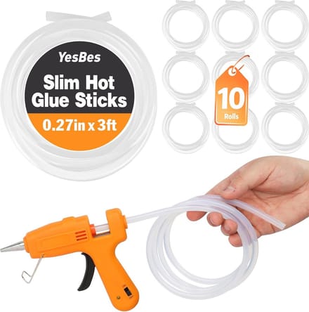 Set van 10 lange mini lijmstokrollen voor lijmpistool - 3 ft x 0,7 cm