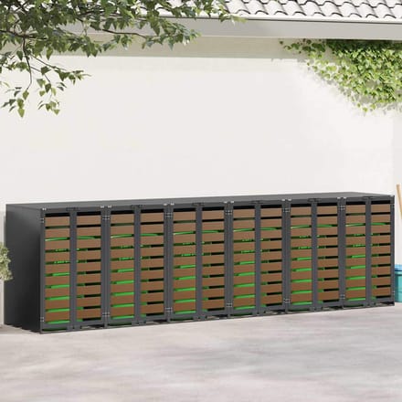 vidaXL - Wheelie - Bin - opslag - voor - 3 - bakken - Staal - Antraciet