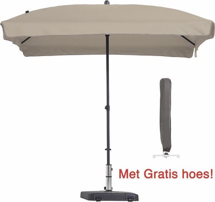 Luxe parasol rechthoek Ecru 210 x 140 met hoes