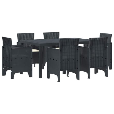 vidaXL - Tuin - Eettafel - Set - 7 - st - Antraciet - Polt - riet