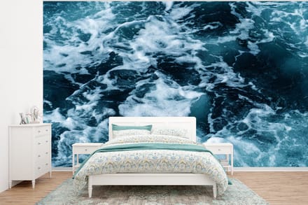 Behang - Fotobehang Water - Blauw - Golf - Breedte 375 cm x hoogte 280 cm
