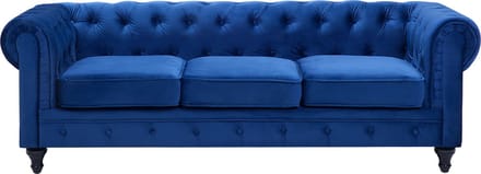 CHESTERFIELD - Chesterfield bank - Marineblauw - Fluweel