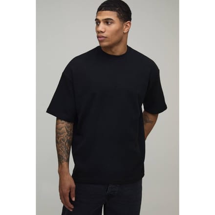 Oversized Waffle T-Shirt | Black | Size Medium