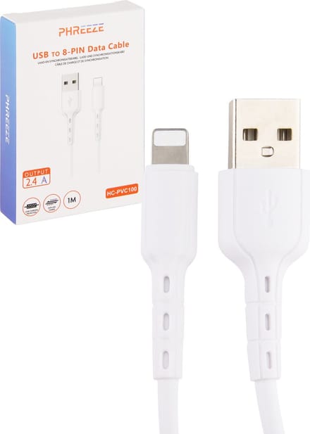 3x 12W Flexibele USB Oplaadkabel - Geschikt voor iPhone - Oplader Kabel - Snoer USB - 1 Meter - Wit