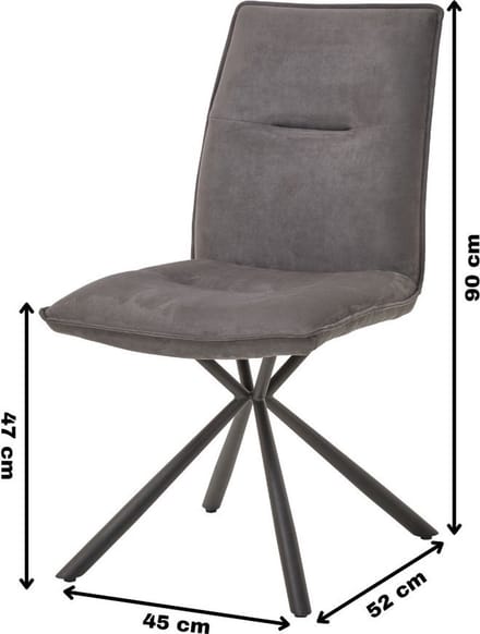 WAYS. – Stoffen eetkamerstoelen – Grijs – Modern design - Stevige metalen vierpoot – 8 stuks