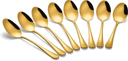 Alheco set van 8 tafellepels - RVS lepels - Soeplepels - 20.3cm - Goud