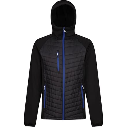 Regatta Heren Navigate Quilted Hybride Jas (Zwart/Nieuw Royal)
