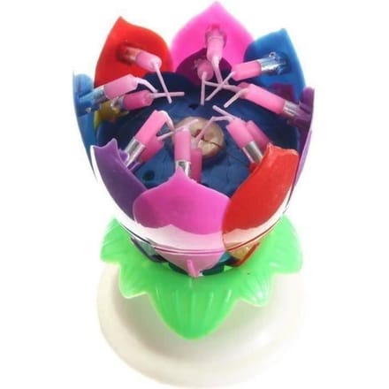 Bougie Anniversaire - QC - QC17331-U - Musicale - Fleur Rotative - Multicolore pur