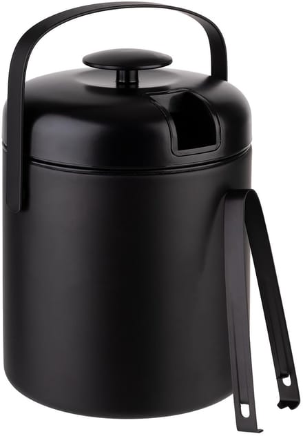 APS IJsemmer met Deksel - Ijskoeler - Inclusief Tang - Zwart - Ø 14 cm - 1,3 Liter