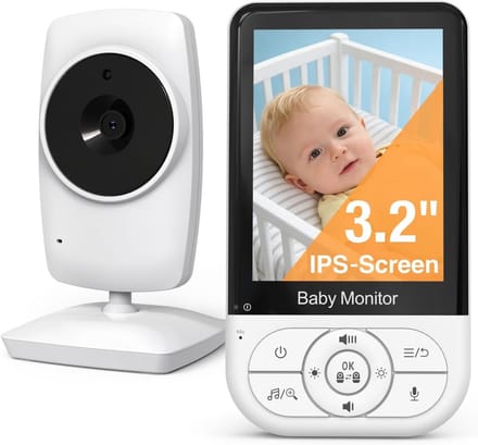 Video Babyfoon - Baby Camera - Baby Bewaken - ECO-modus - 3.2 inch scherm - Wit