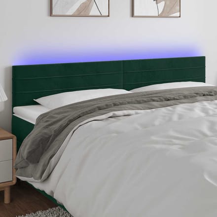 vidaXL - Hoofdbord - LED - 160x5x78/88 - cm - fluweel - donkergroen