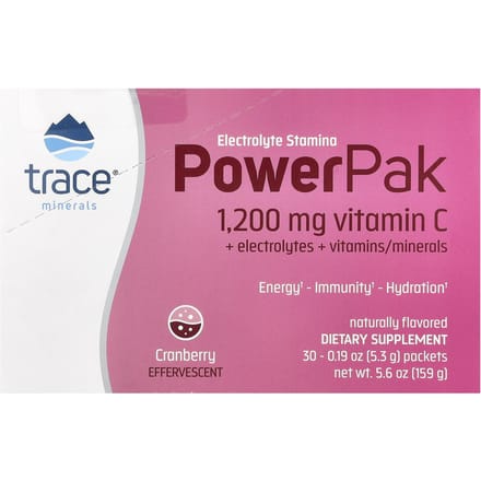 Oligo-éléments, Équilibre électrolytique, Power Pak, Cranberry, 1 200 mg, 30 sachets, 5,3 g (0,19 once) chaque
