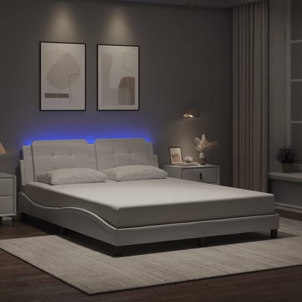 vidaXL - Bedframe - met - LED - zonder - matras - "Zadar" - wit - 160x200 - cm