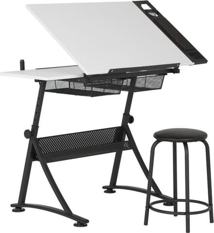 Studio Designs Fusion Craft Center tekentafel incl. kruk - Charcoal/ White