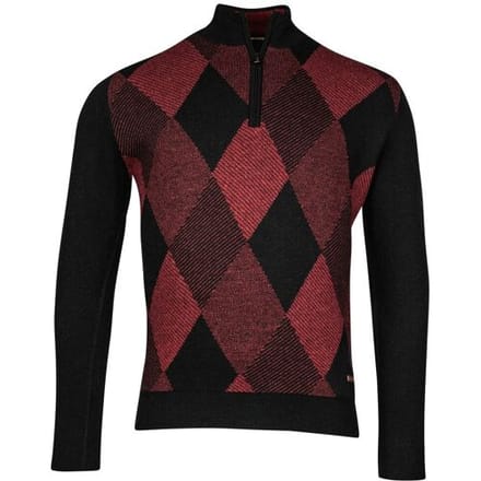 Baileys Trui Half Zip Argyle Pattern Cerise / male