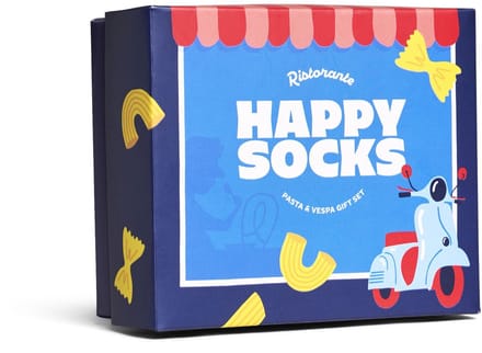 Happy Socks unisex giftbox 2P sokken pasta & scooter blauw