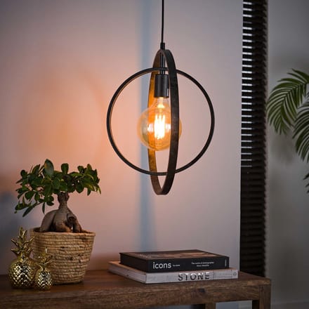 Dimehouse Hanglamp Industrieel Otan 1-lichts Open Zwart 1-lichts - Metaal - Industrieel