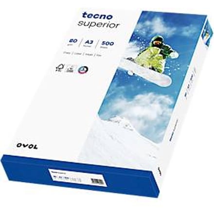 Kopieerpapier tecno superior, DIN A3, 80 g/m², helder wit, 1 doos = 5 x 500 vel