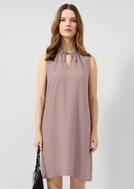 Viscose Mix Jurk met Strik bij de Hals Dames QS