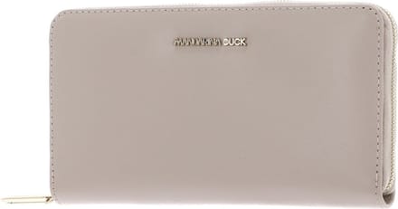 MANDARINA DUCK Leren Portemonnee Luna Zip Around Wallet Whitecap Gray Beige