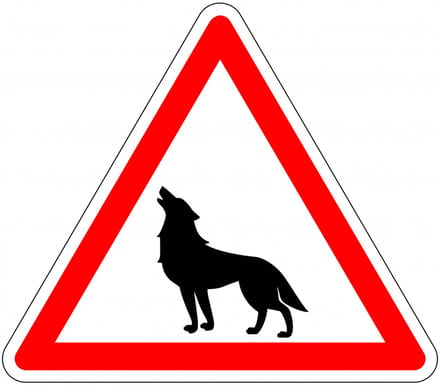 Pas op voor wolven sticker 100 mm