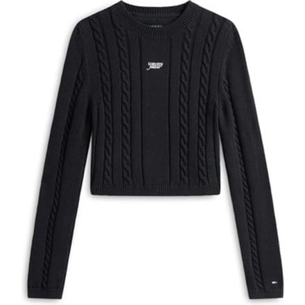 Tommy Hilfiger Cable Script Sweater Black Größe: L | Pullover Outlet | Damen | Schwarz