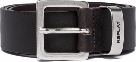 REPLAY Leren Riem Belt W85 Black Brown Donkerbruin