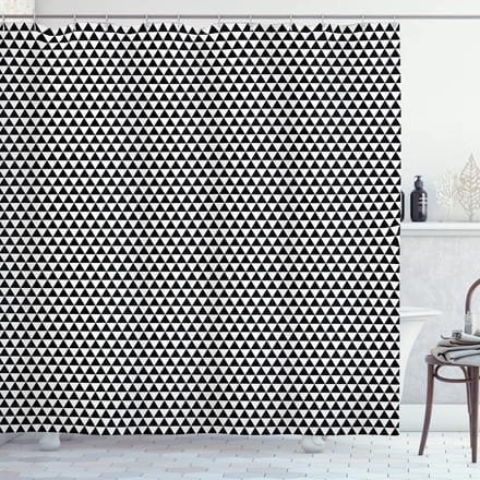 ABAKUHAUS Douchegordijn – Driehoekpatroon – 175x200 cm – Antraciet/Wit
