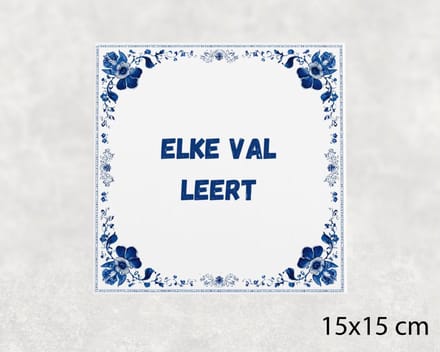 Spreuk tegel 15x15 cm Elke val leert