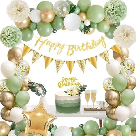 FeestmetJoep® Verjaardag versiering Groen & Beige 16, 18, 30, 40, 50 jaar