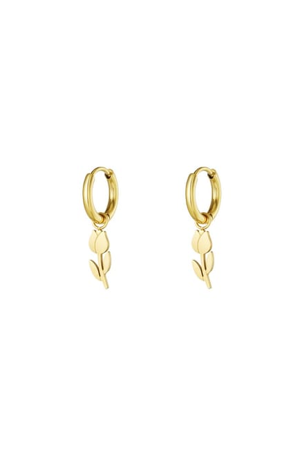 Yehwang Tulp - Oorbellen - Stainless steel - 2.5 x 1.2 cm - Goudkleurig
