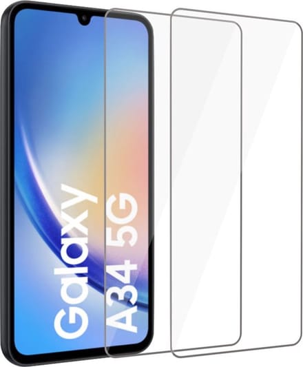 Screenprotector - Geschikt voor Samsung Galaxy A34 5G Tempered Glas screen protector - 2 stuks Beschermglas