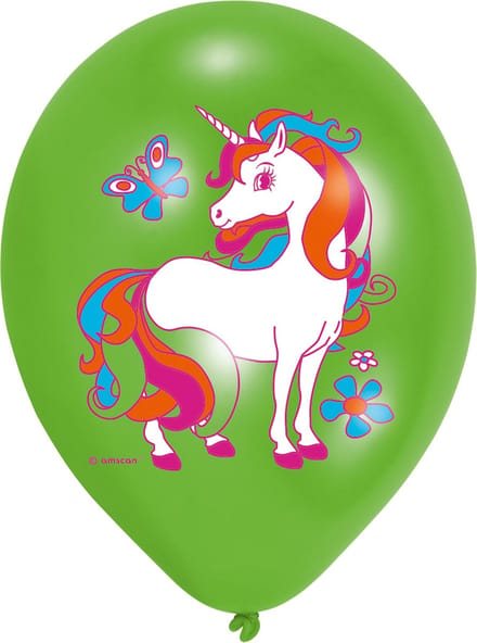 Amscan Eenhoorn verjaardag ballon Ø 27 cm - roze & groen - Set-6