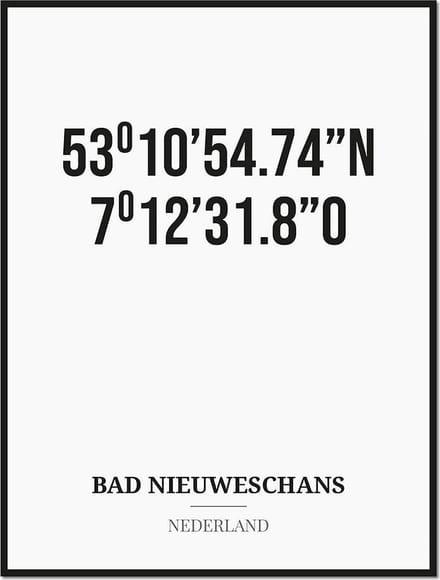 Poster/kaart BAD NIEUWESCHANS met coördinaten