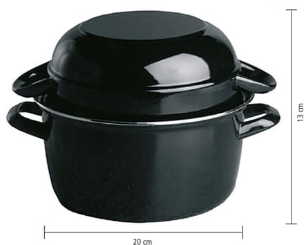 APS Mosselpan serveerpan - Zwart - 3,3 liter - 26,5 x 22,5 cm - Vaatwasserbestendig