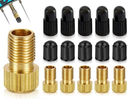 Dailygoods - Fietsventieladapterset met 5 Messing Adapters en 10 Dopjes