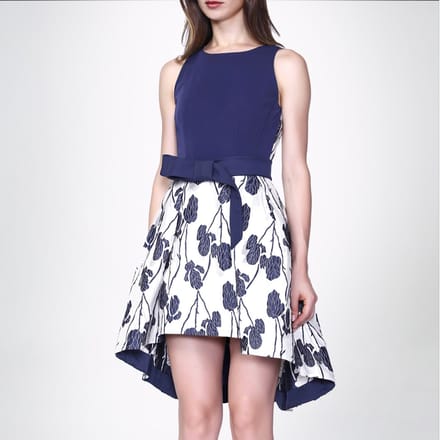Flower Jacquard Skater -jurk en toegevoegde riem