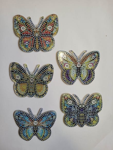 Diamond painting sleutelhangers vlinders (5 stuks) dubbelzijdig te beplakken