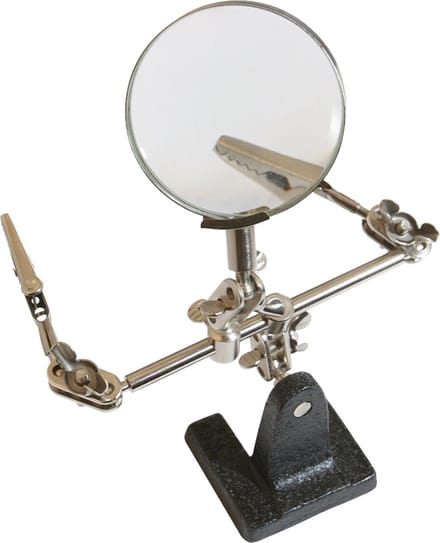 Silverline Derde hand met vergrootglas - 2 verstelbare armen - 63 mm - 2.5x vergroting - zware voet