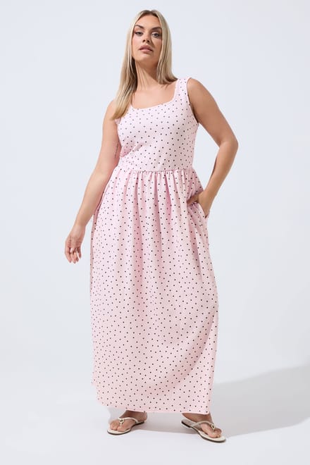 Limited Collection Roze Maxijurk Met Stippen Size 40