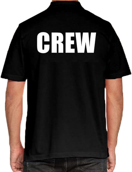 Crew opdruk poloshirt - zwart - voor heren - voor het personeel - team S